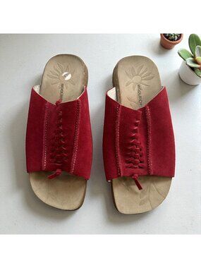 WOOLRICH Red Suede Slide Flats Sandals Size 9